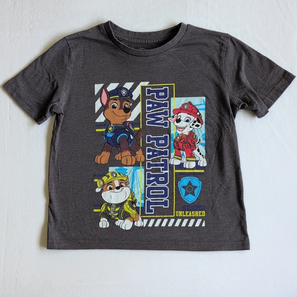 paw patrol graphic gray short sleeve t-shirt boys size XS (4/5) nickelodeon